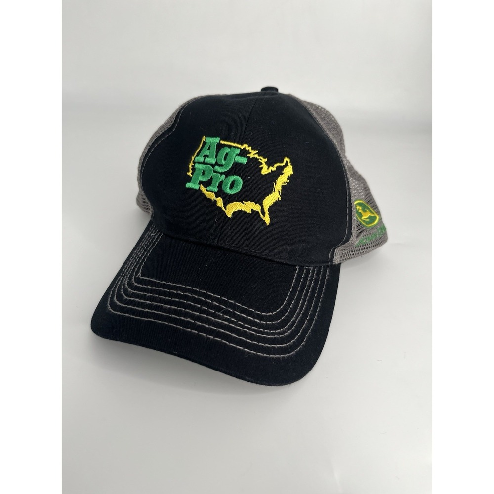 Ag-Pro John Deere Tractor Hat Snapback Cap Black Gray Series Mesh
